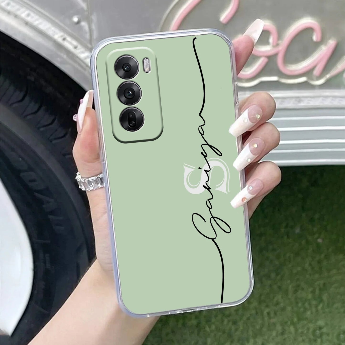 Personalized Initials Mint Green Silicon Case For Oppo - ShopOnCliQ