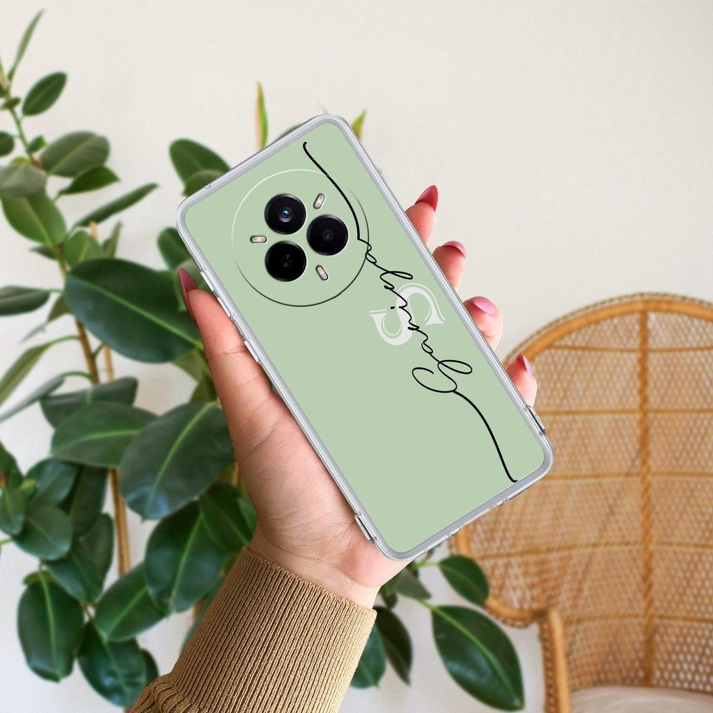 Personalized Initials Mint Green Anti Yellow Case For Realme 14 Pro 5G