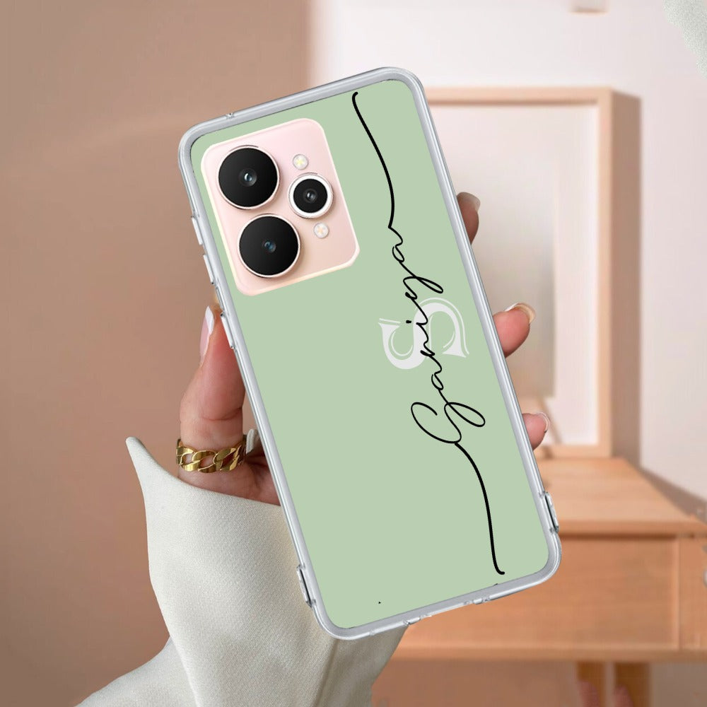 Personalized Initials Mint Green Silicon Case For Realme/Narzo
