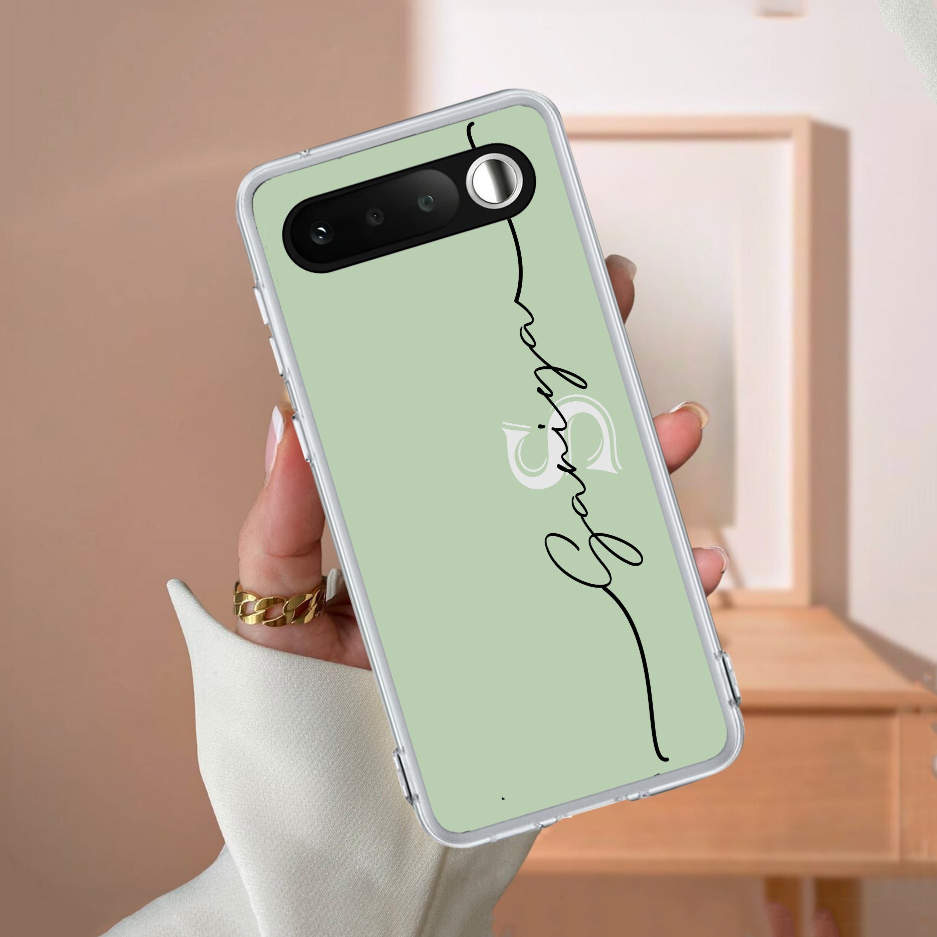 Personalized Initials Mint Green Anti Yellow Case For Realme 16 5G