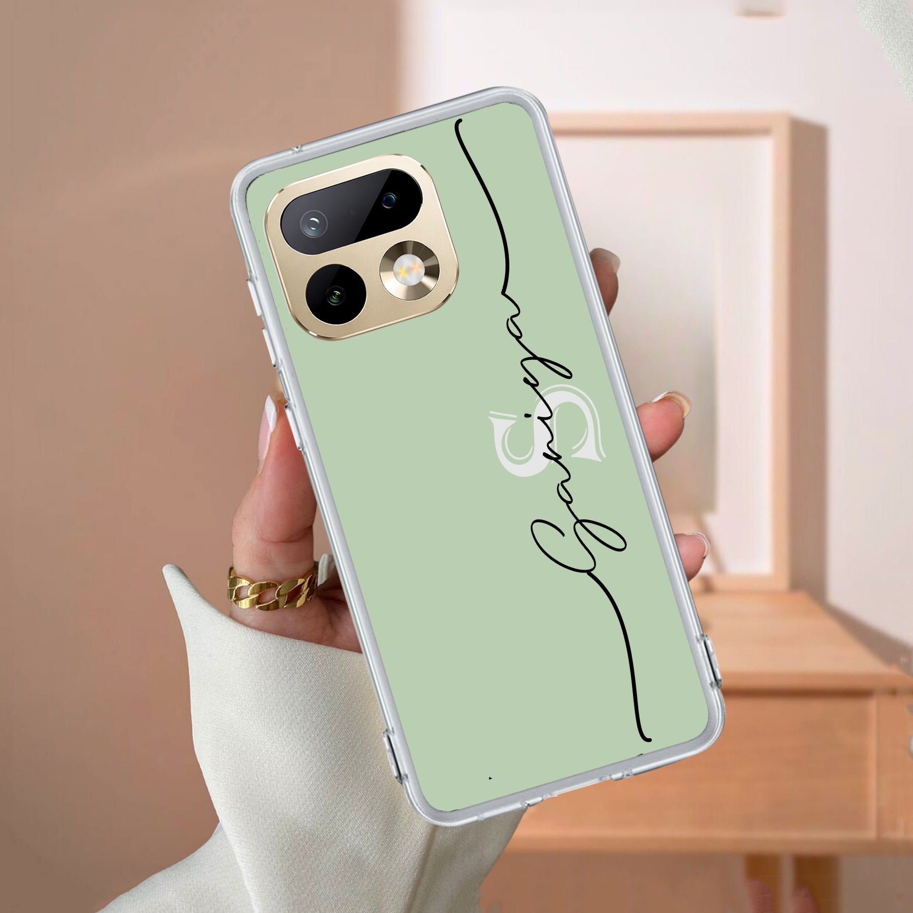 Personalized Initials Mint Green Silicon Case For Realme/Narzo - ShopOnCliQ