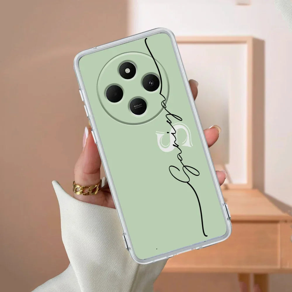 Personalized Initials Mint Green Silicon Case For Redmi 14C 5G