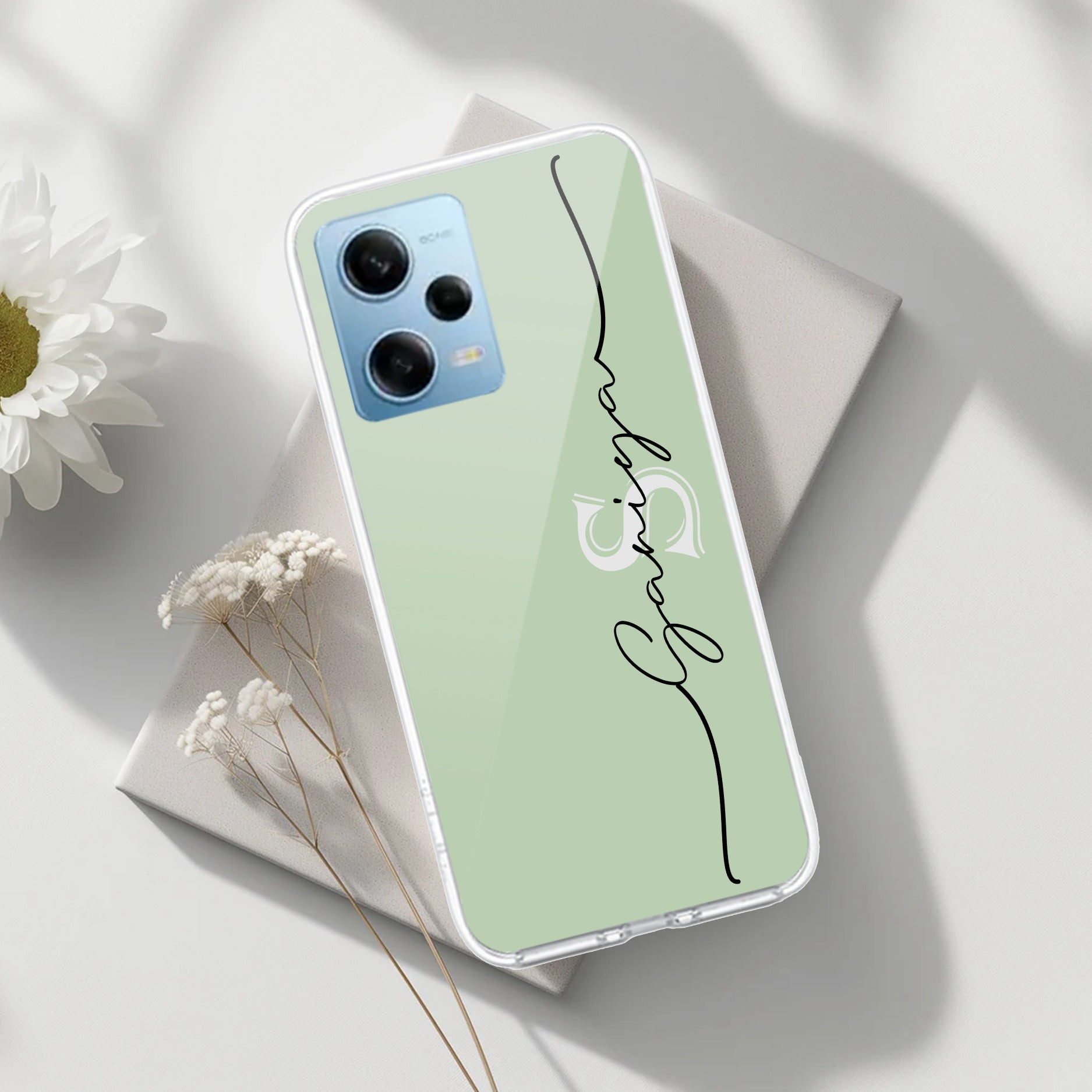 Personalized Initials Mint Green Silicon Case For Redmi Note 12 5G