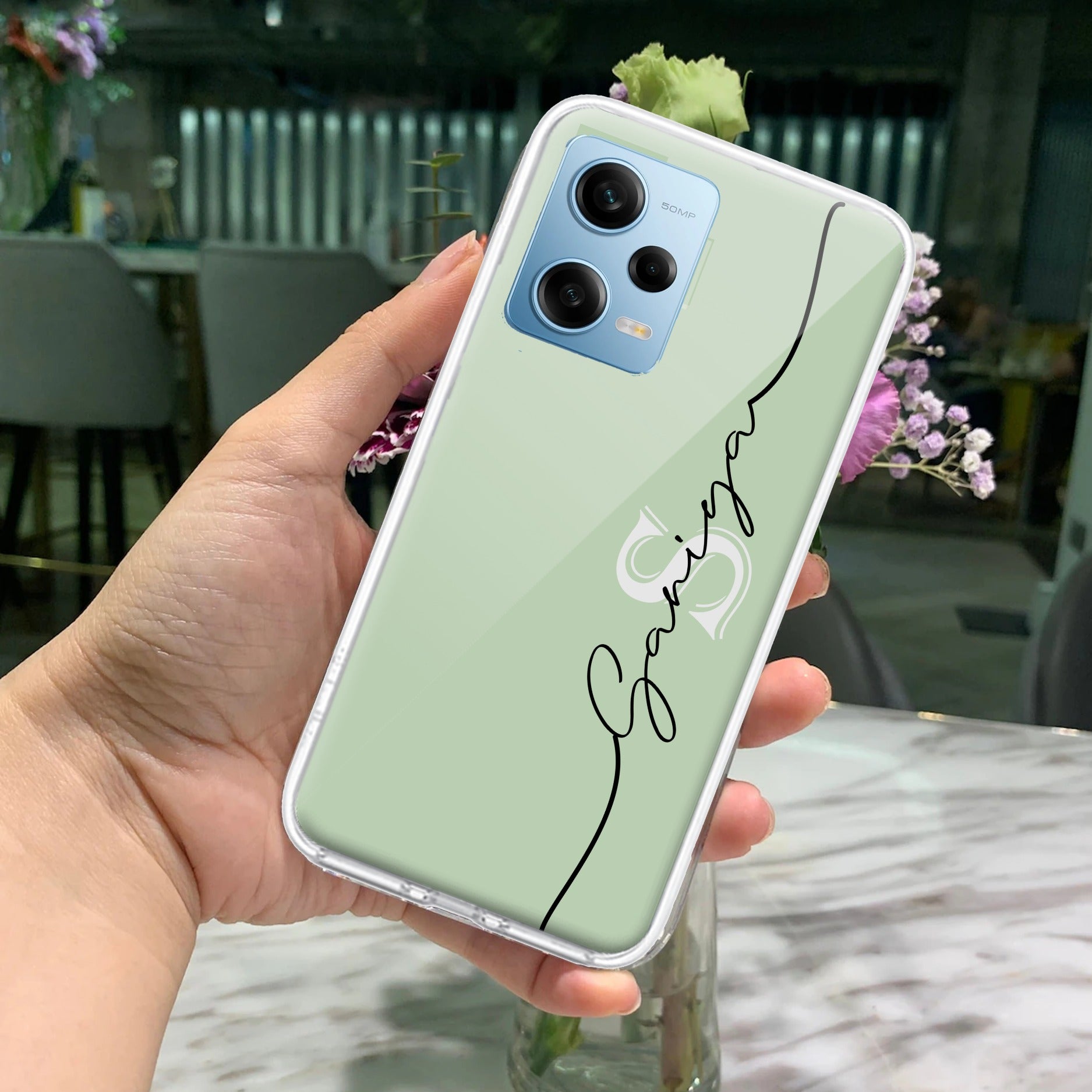 Personalized Initials Mint Green Silicon Case For Redmi/Xiaomi