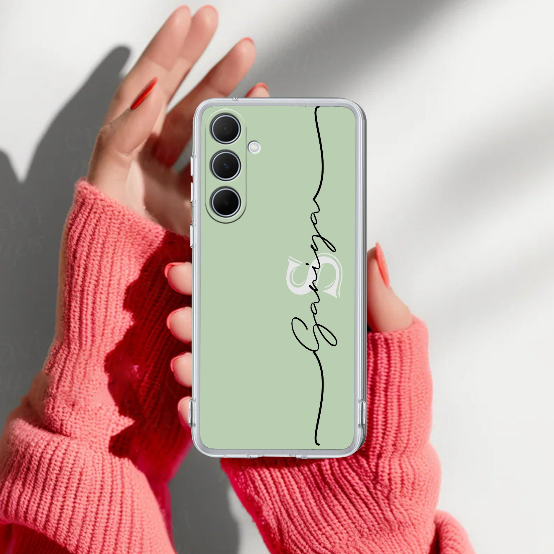 Personalized Initials Mint Green Silicon Case For Samsung Galaxy A37 5G