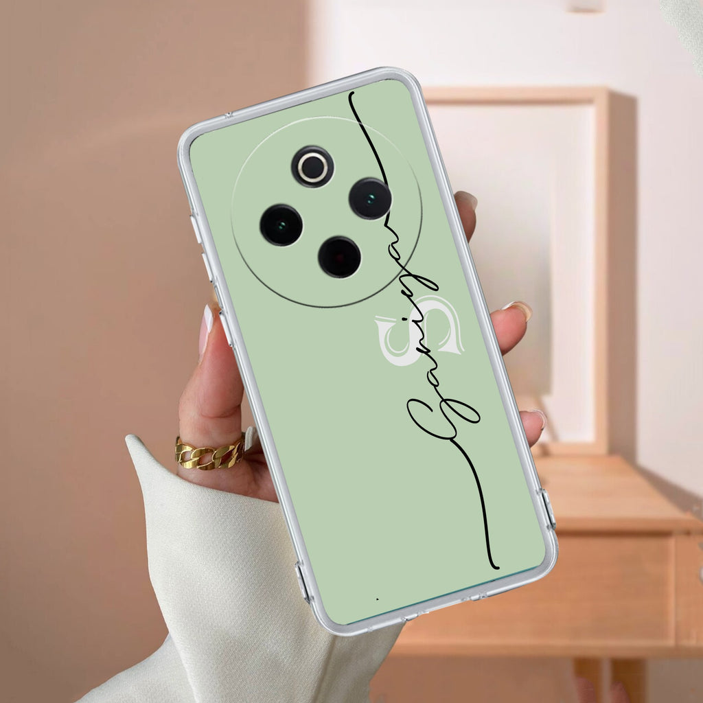 Personalized Initials Mint Green Anti Yellow Case For Vivo T4 5G