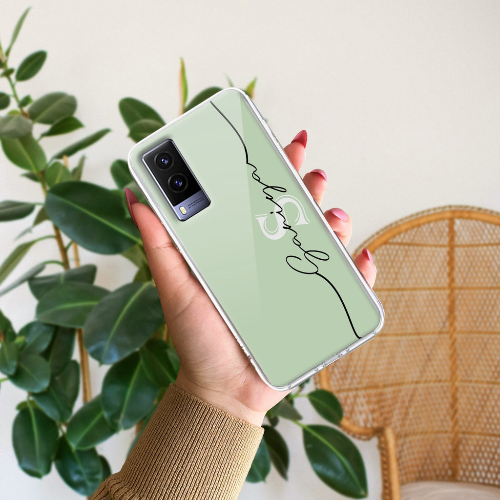 Personalized Initials Mint Green Silicon Case For Vivo V21e 5G