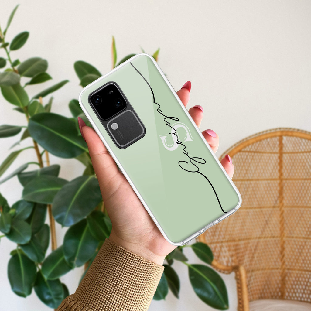 Personalized Initials Mint Green Silicon Case For Vivo