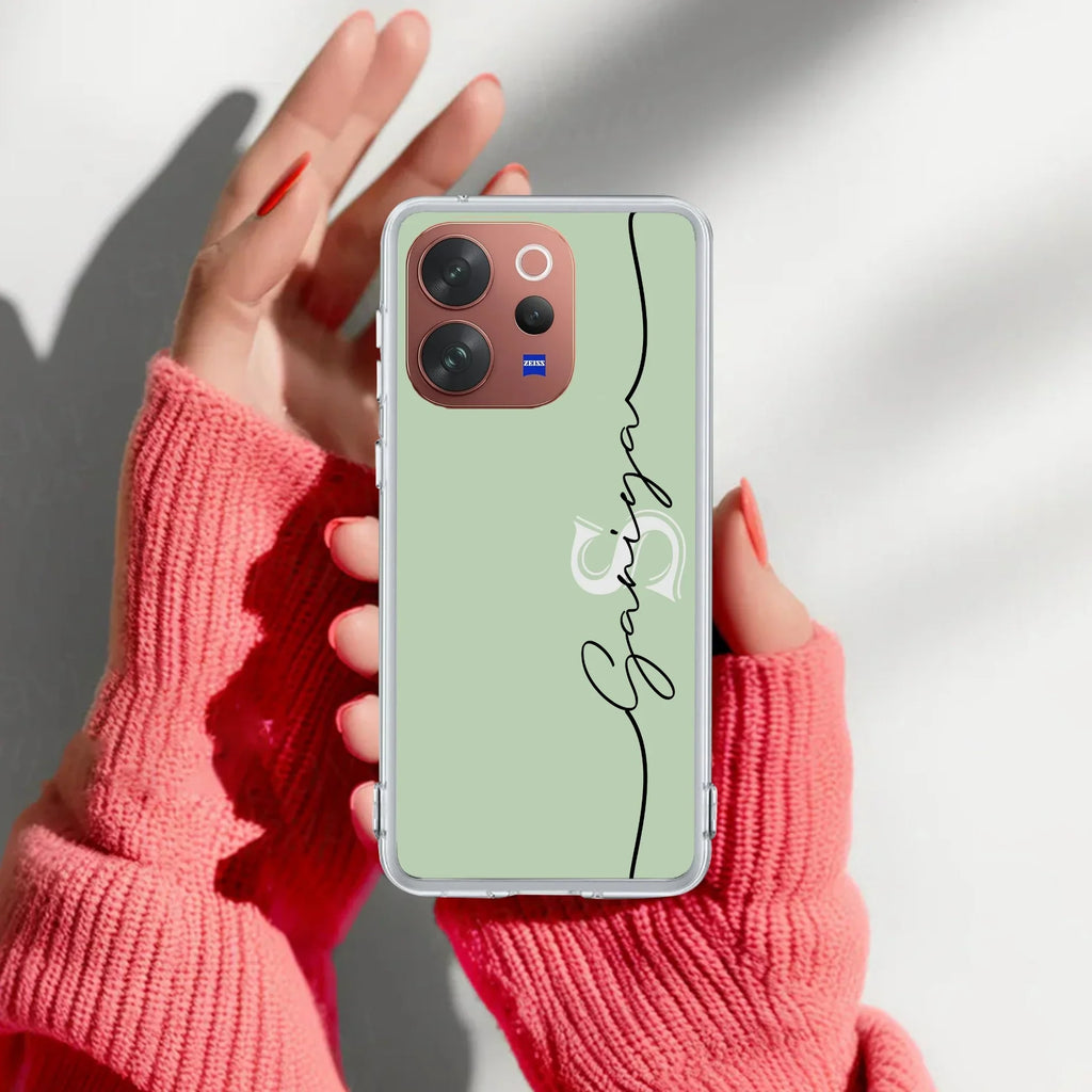 Personalized Initials Mint Green Silicon Case For Vivo V23 5G