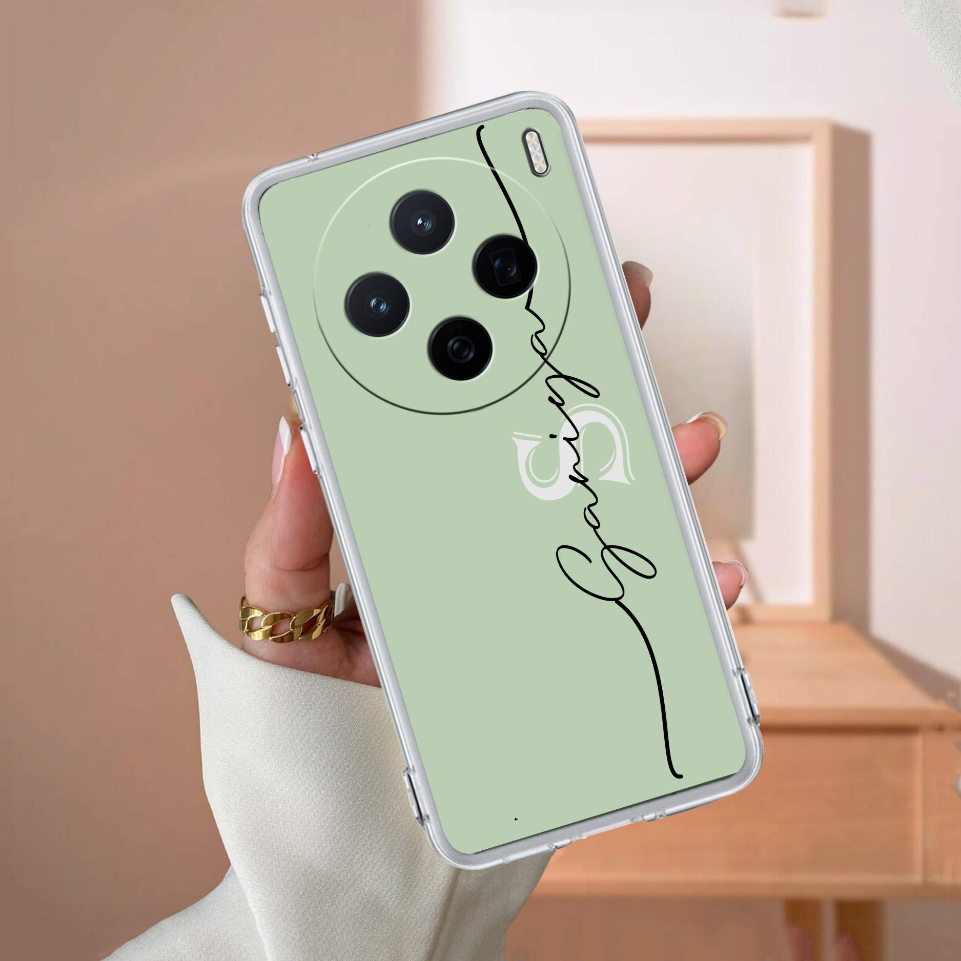 Personalized Initials Mint Green Silicon Case For Vivo