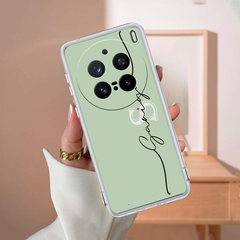 Personalized Initials Mint Green Silicon Case For Vivo X200 Pro 5G