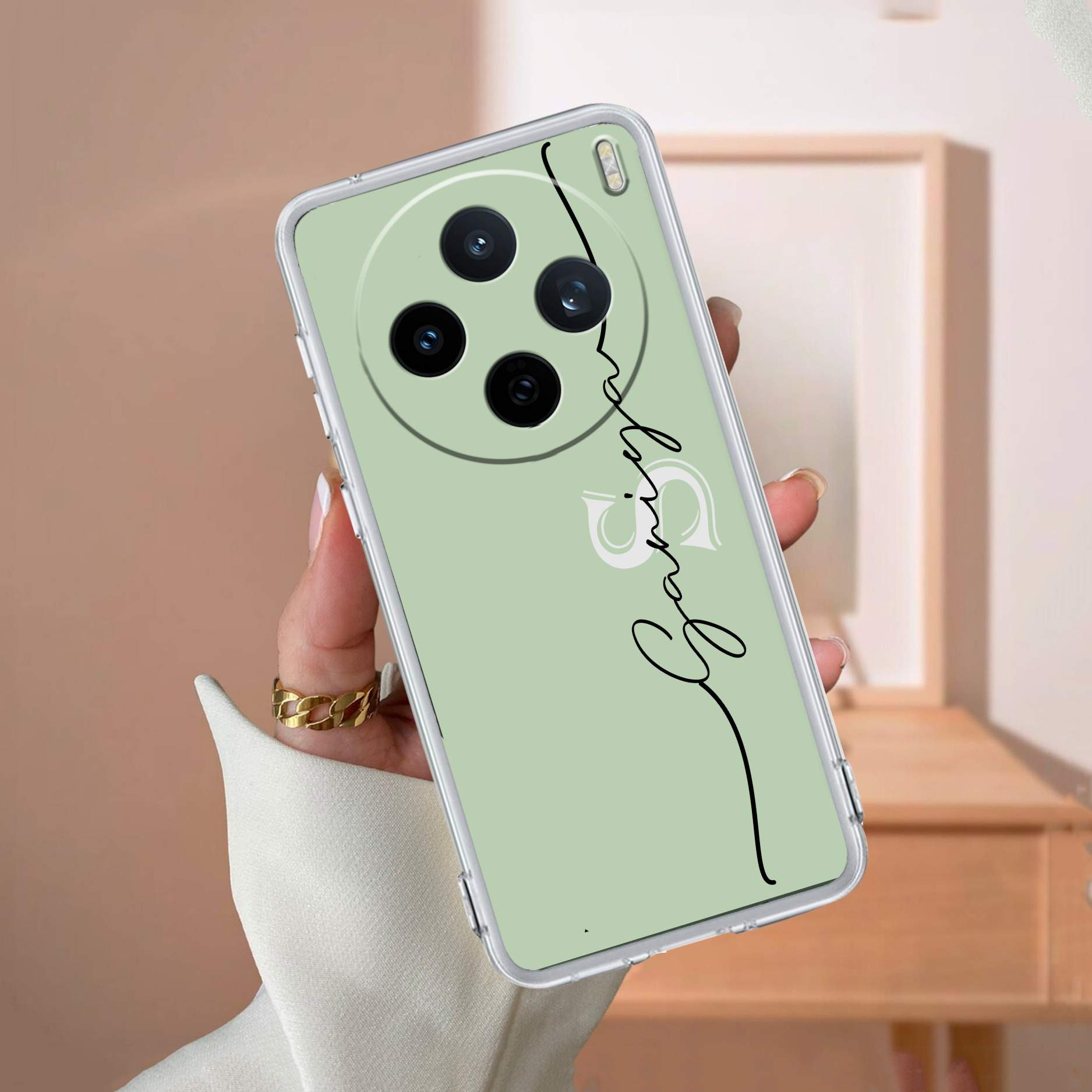 Personalized Initials Mint Green Silicon Case For Vivo