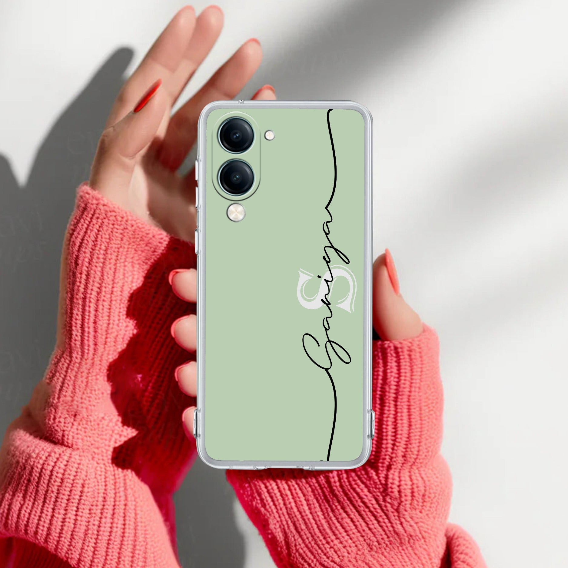 Personalized Initials Mint Green Silicon Case For Vivo T4 Lite 5G