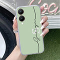 Personalized Initials Mint Green Silicon Case For Vivo Y28 5G