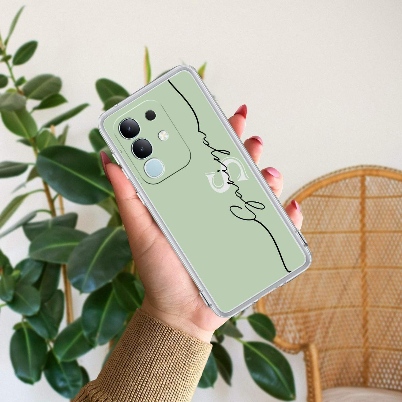 Personalized Initials Mint Green Silicon Case For Vivo