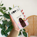 Personalized Pink Blossom Girl Transparent Silicon Case For Google Pixel 8a 5G