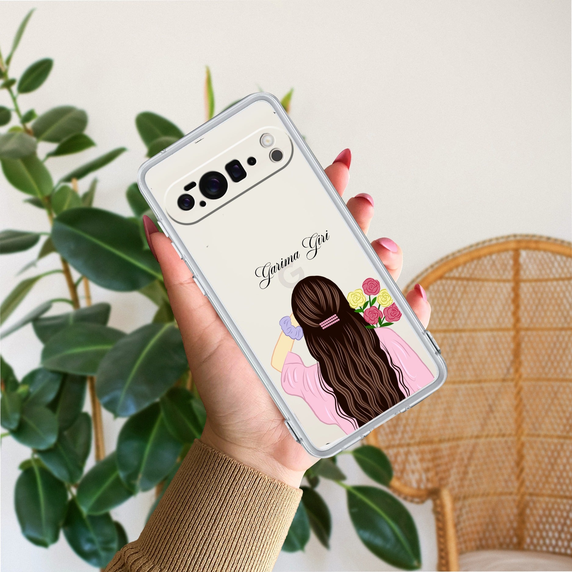 Personalized Pink Blossom Girl Transparent Silicon Case For Google - ShopOnCliQ