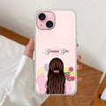 Personalized Pink Blossom Girl Anti Yellow Clear Case For iPhone 13 Mini