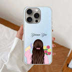 Personalized Pink Blossom Girl Anti Yellow Clear Case For iPhone 14 Pro Max