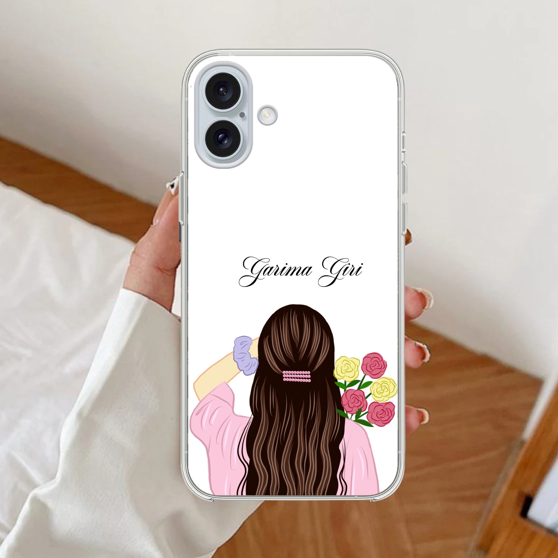 Personalized Pink Blossom Girl Anti Yellow Clear Case For iPhone 17