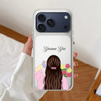 Personalized Pink Blossom Girl Anti Yellow Clear Case For iPhone 17 Pro Max