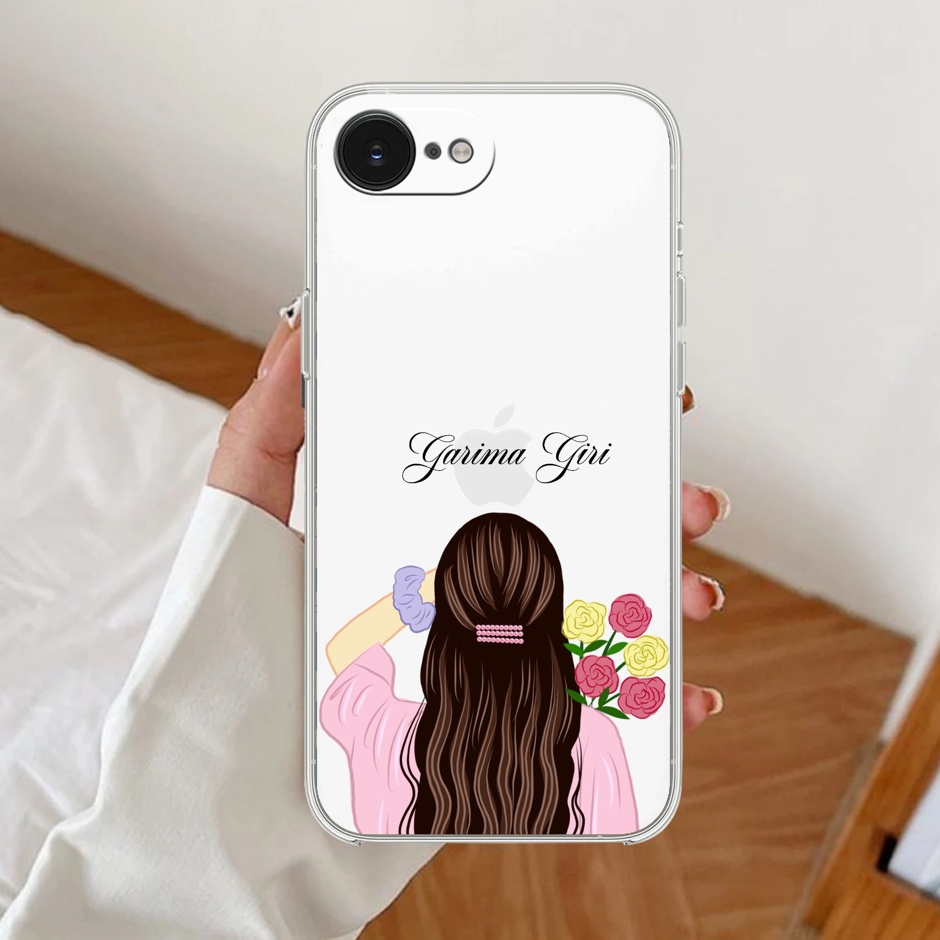 Personalized Pink Blossom Girl Transparent Silicon Case For iPhone 17e
