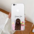Personalized Pink Blossom Girl Anti Yellow Clear Case For iPhone 7 / iPhone 8 / iPhone Se 2020