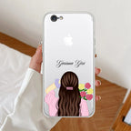 Personalized Pink Blossom Girl Anti Yellow Clear Case For iPhone 7 / iPhone 8 / iPhone Se 2020