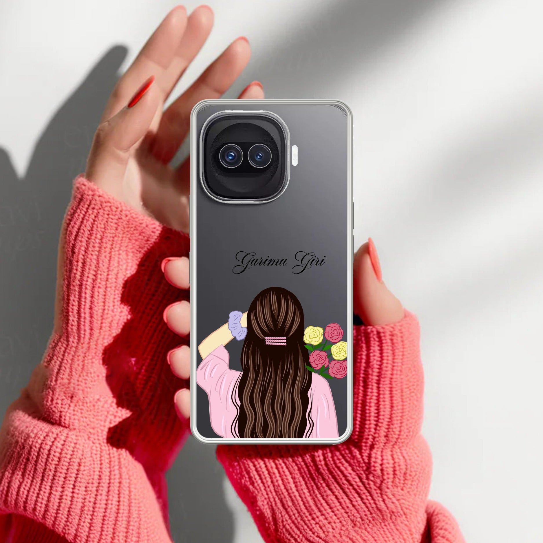 Personalized Pink Blossom Girl Transparent Silicon Case For iQOO