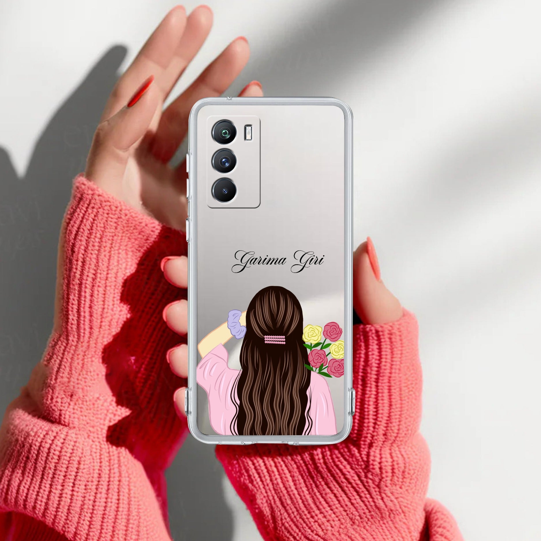 Personalized Pink Blossom Girl Transparent Silicon Case For iQOO