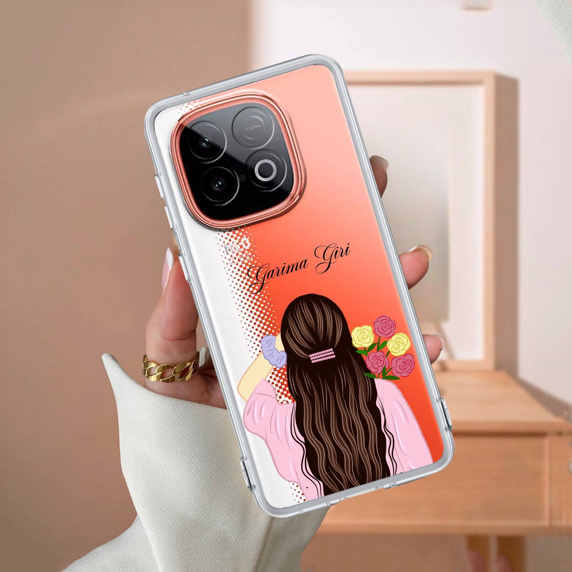 Personalized Pink Blossom Girl Transparent Silicon Case For iQOO