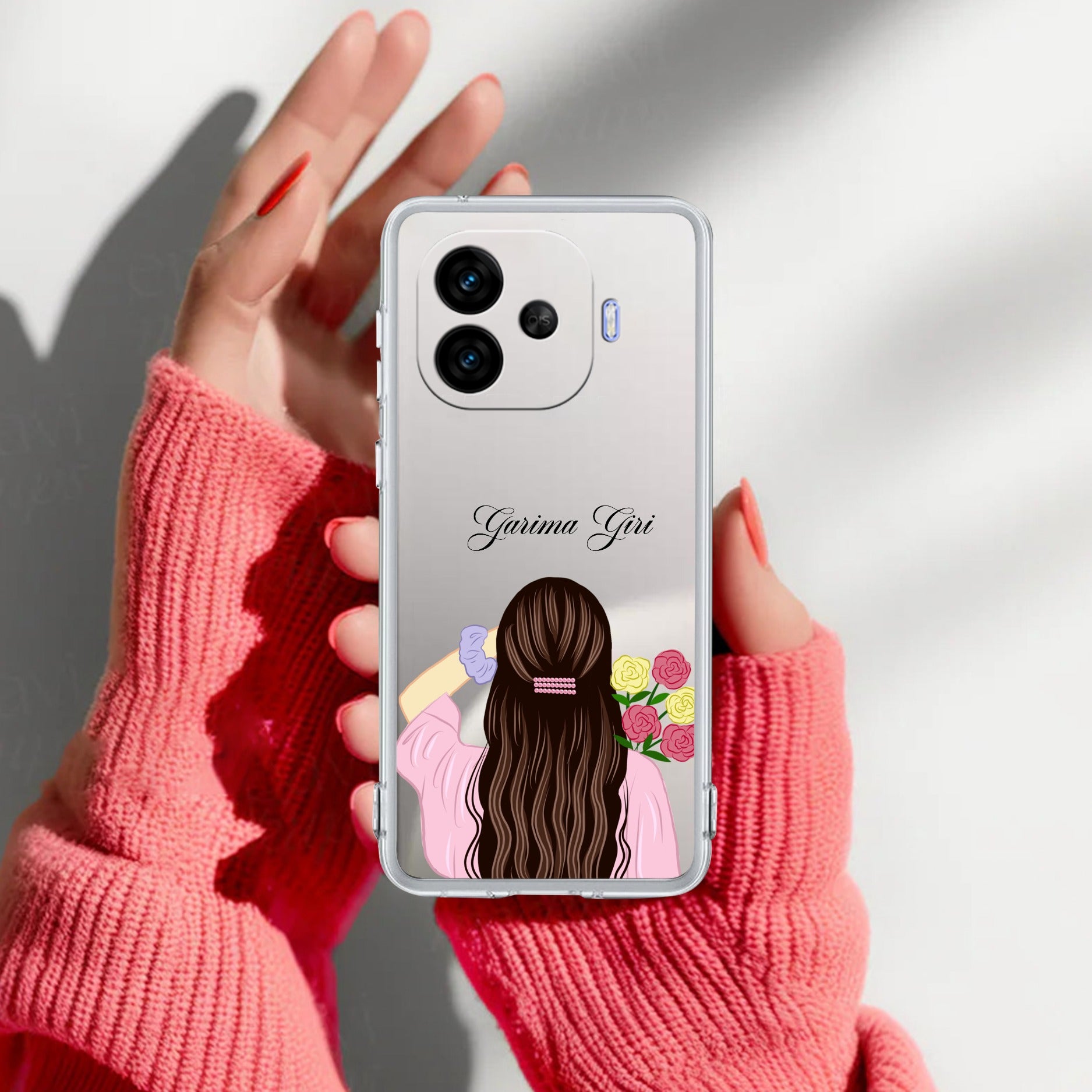 Personalized Pink Blossom Girl Transparent Silicon Case For iQOO Neo 10R 5G