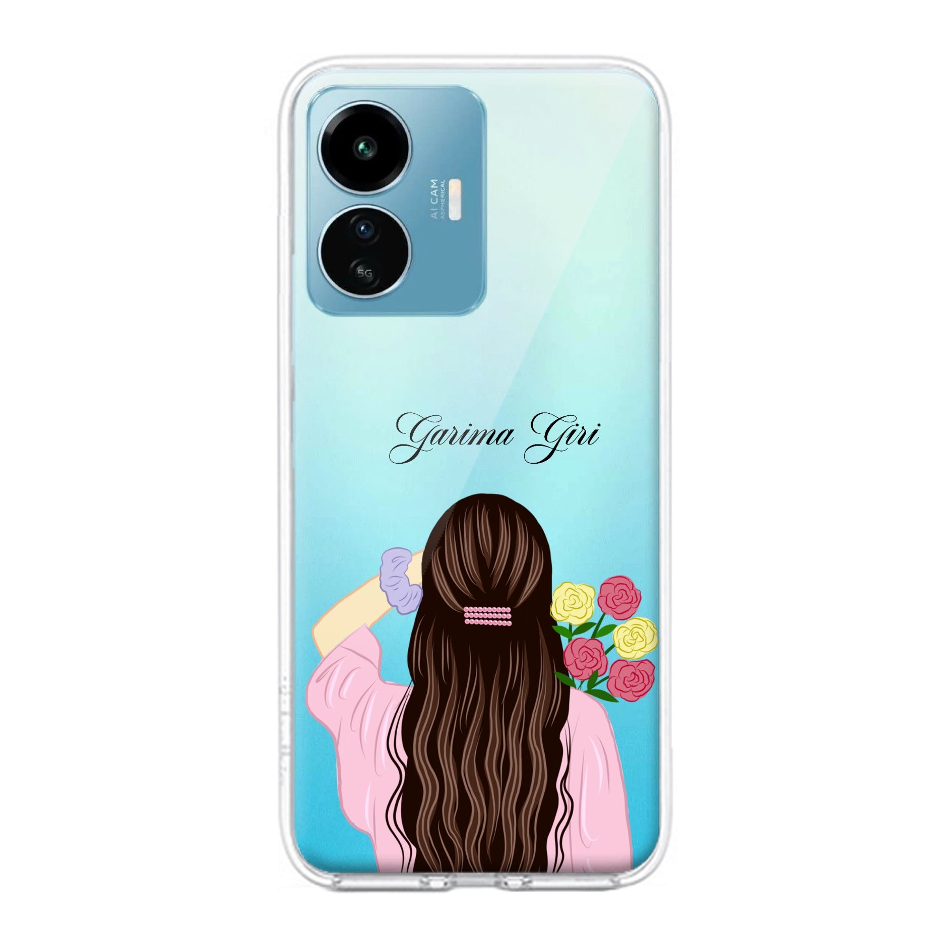 Personalized Pink Blossom Girl Transparent Silicon Case For iQOO