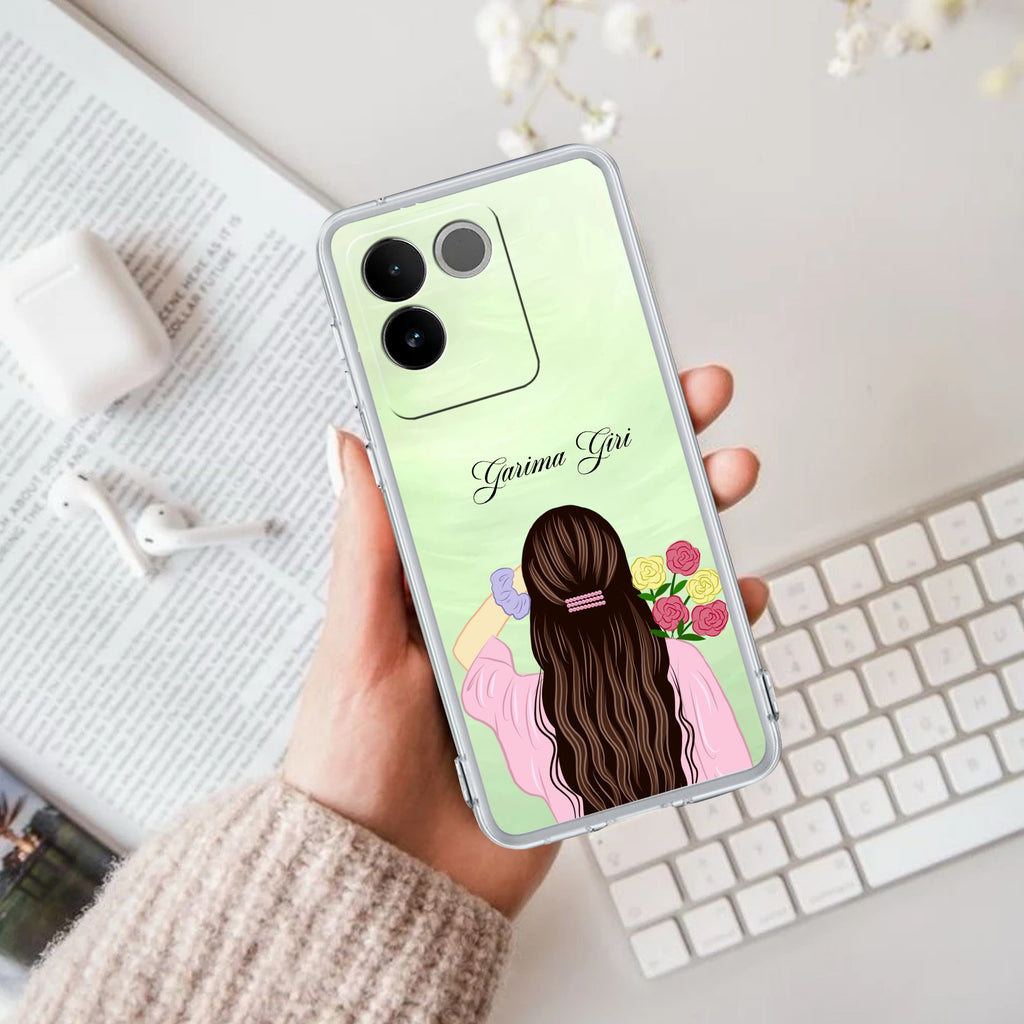 Personalized Pink Blossom Girl Anti Yellow Case For Vivo T2 Pro 5G