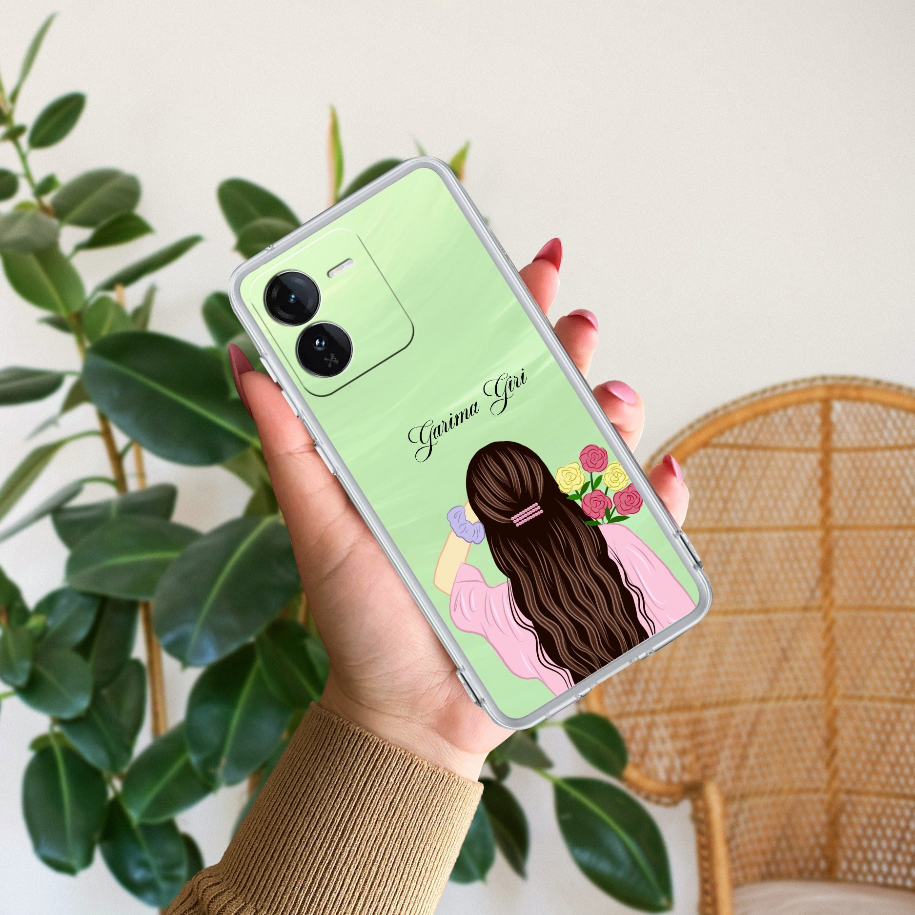 Personalized Pink Blossom Girl Transparent Silicon Case For iQOO