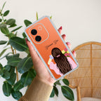 Personalized Pink Blossom Girl Transparent Silicon Case For Vivo