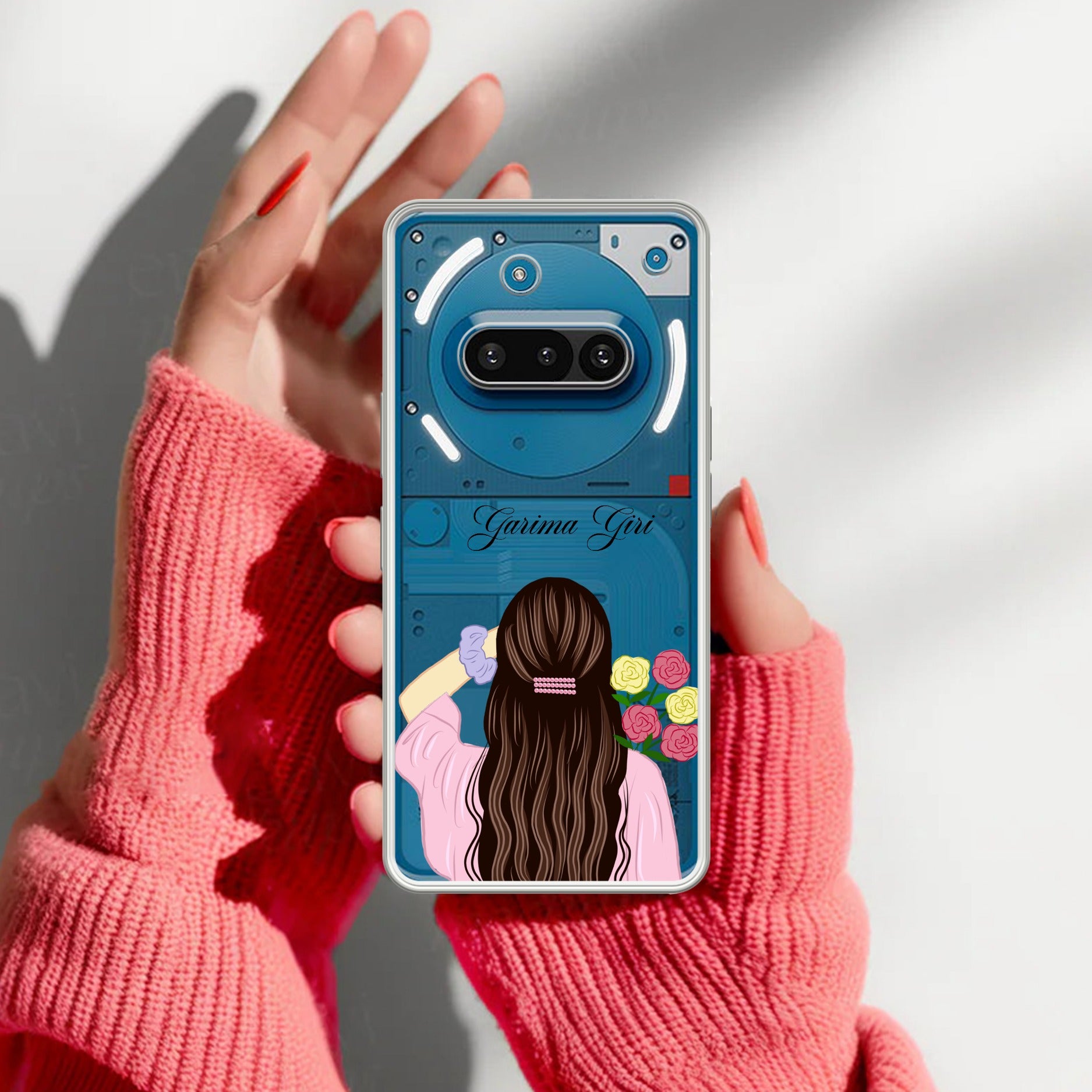 Personalized Pink Blossom Girl Anti Yellow Case For Nothing Phone 3A 5G