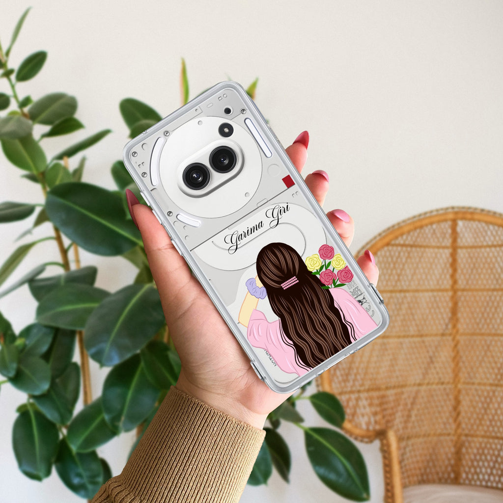 Personalized Pink Blossom Girl Anti Yellow Case For Nothing Phone 2a 5G