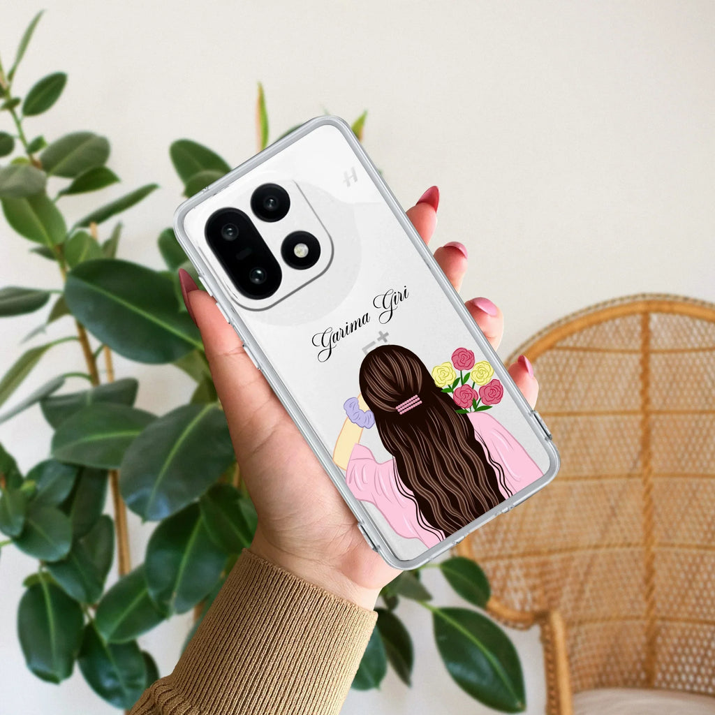 Personalized Pink Blossom Girl Transparent Silicon Case For OnePlus - ShopOnCliQ