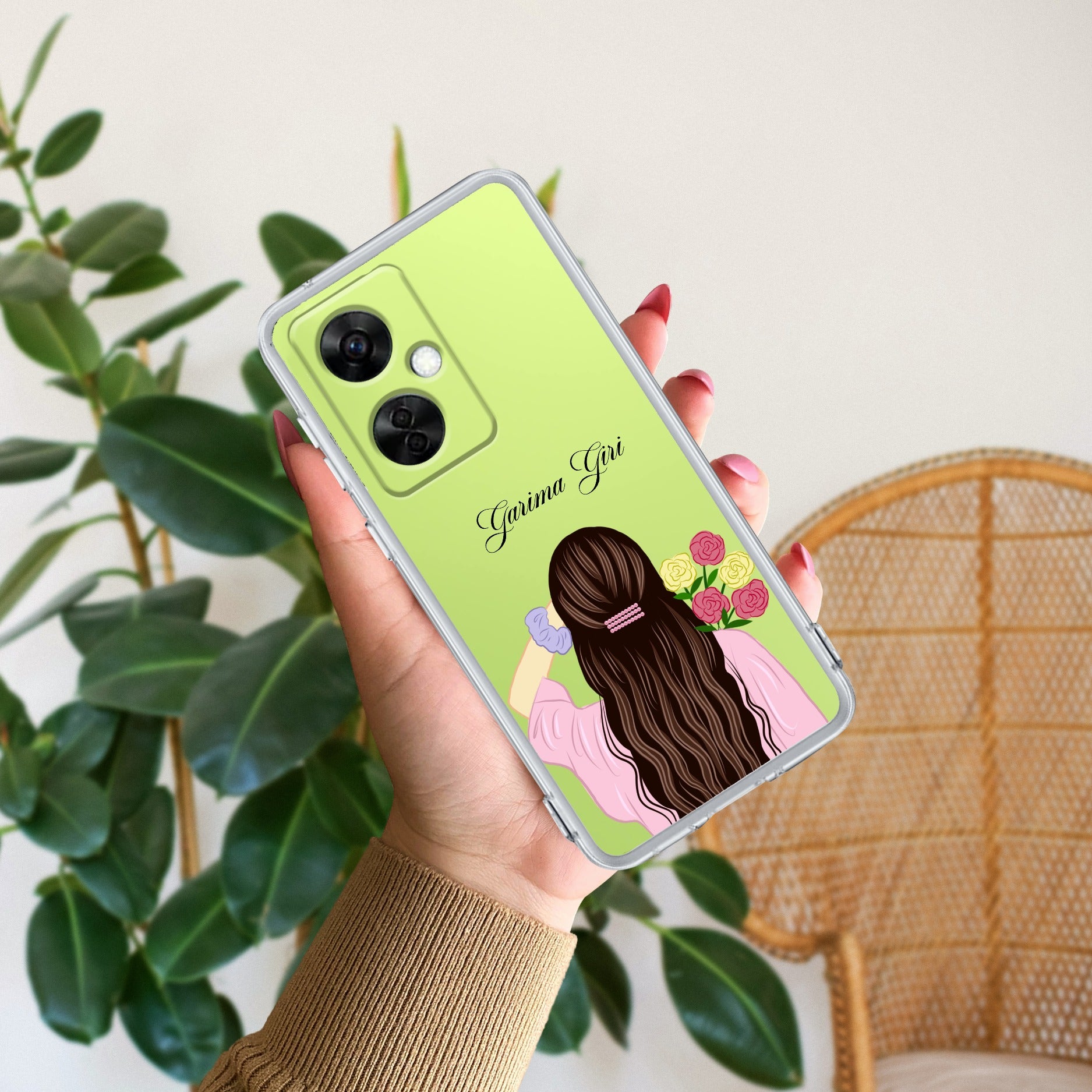 Personalized Pink Blossom Girl Transparent Silicon Case For OnePlus