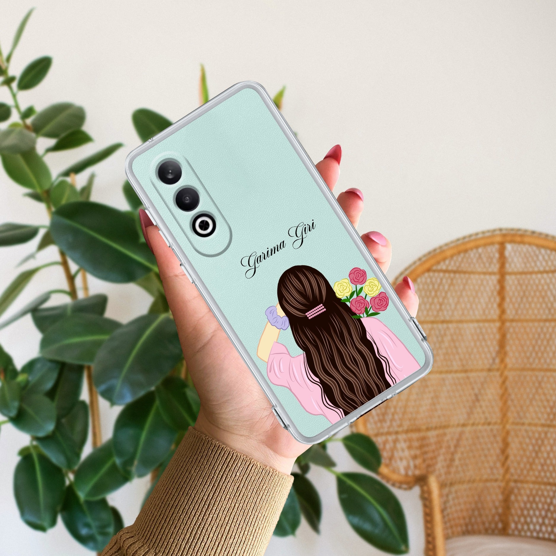 Personalized Pink Blossom Girl Anti Yellow Case For OnePlus Nord CE 4 5G