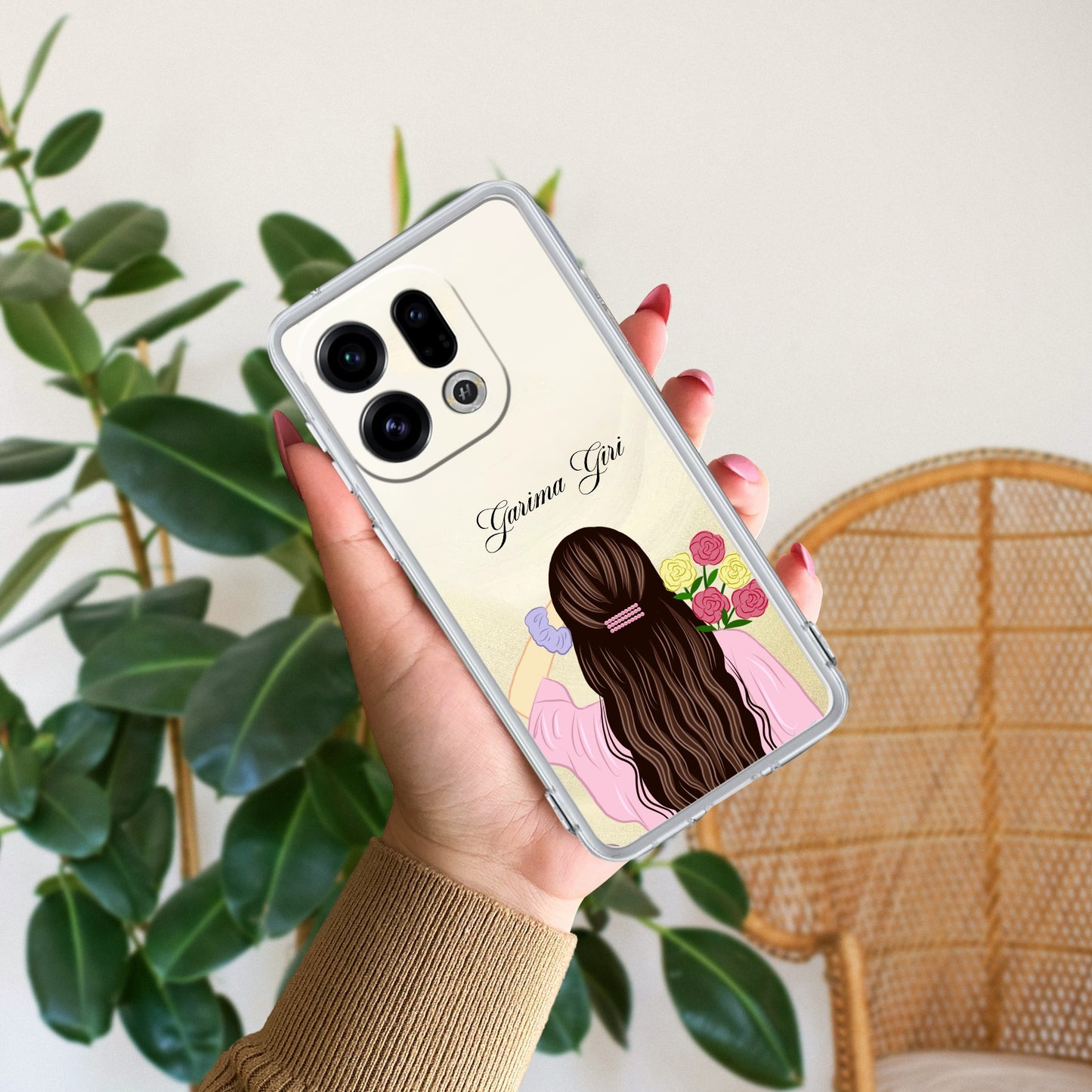 Personalized Pink Blossom Girl Transparent Silicon Case For Oppo