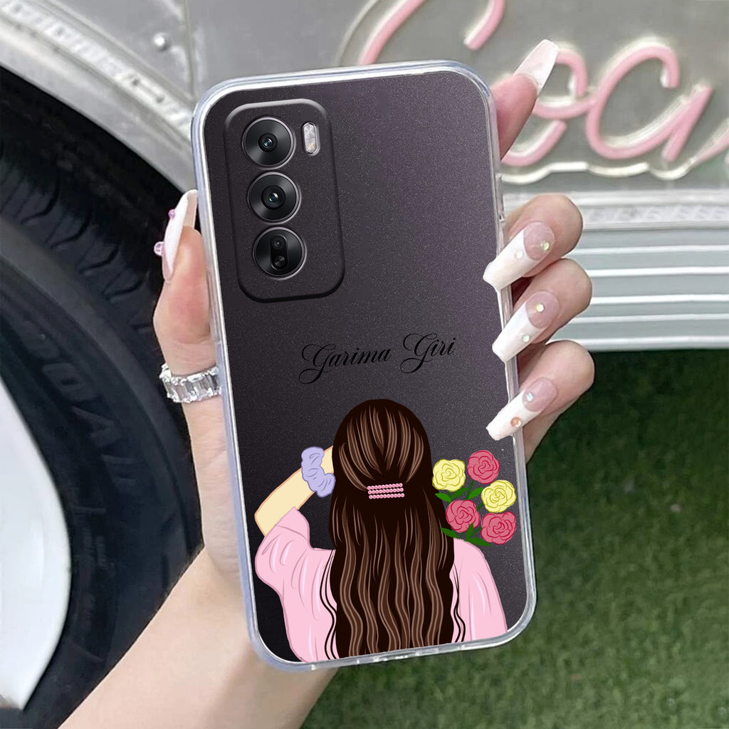 Personalized Pink Blossom Girl Anti Yellow Case For Oppo Reno 12 5G