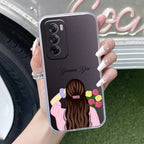 Personalized Pink Blossom Girl Anti Yellow Case For Oppo Reno 12 5G