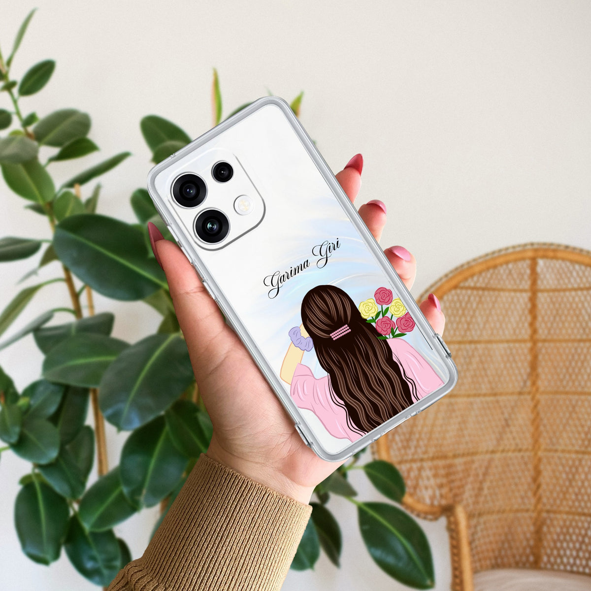Personalized Pink Blossom Girl Transparent Silicon Case For Samsung Galaxy F54 5G
