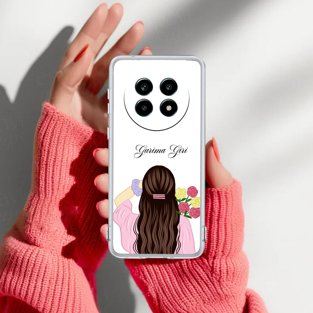 Personalized Pink Blossom Girl Anti Yelllow Case For Realme 14 Pro Lite 5G