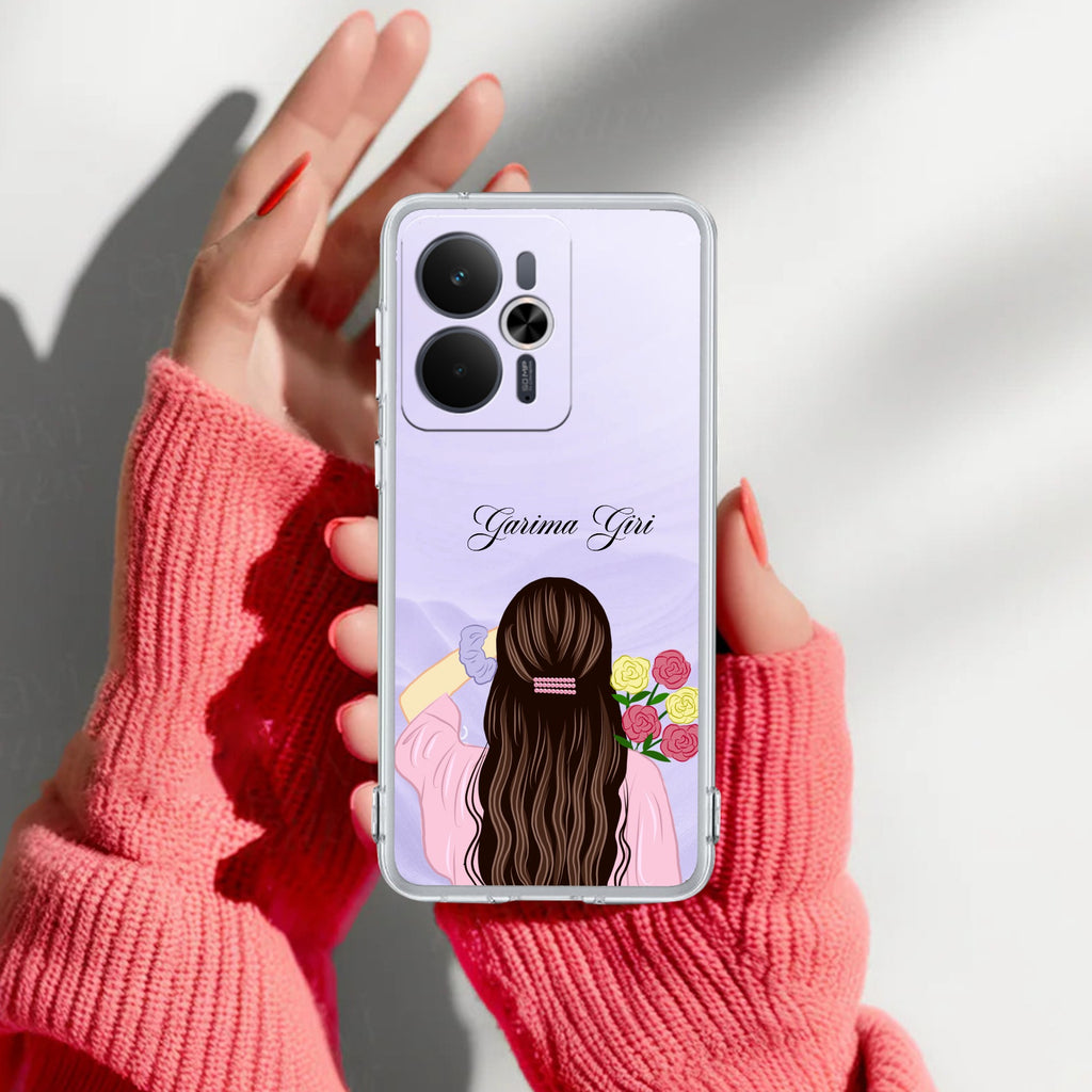 Personalized Pink Blossom Girl Anti Yelllow Case For Realme 14T 5G