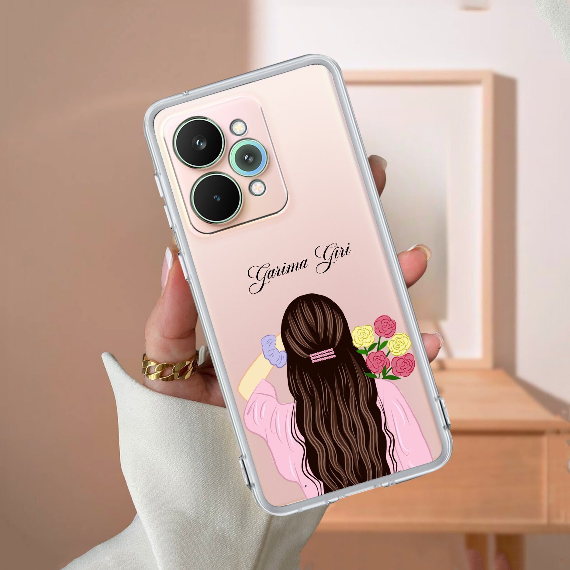 Personalized Pink Blossom Girl Anti Yellow Case For Realme 15 Pro 5G