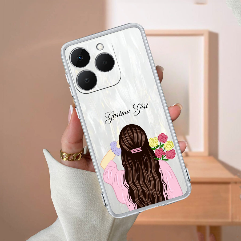 Personalized Pink Blossom Girl Anti Yellow Case For Realme 15T 5G