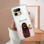 Personalized Pink Blossom Girl Transparent Silicon Case For Realme/Narzo